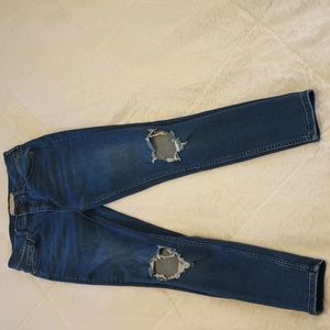 Free People stretch high rise distressed skinny jeans size 28.